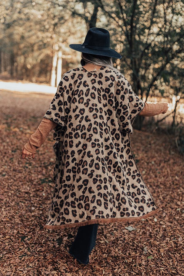 Mutual Attraction Leopard Poncho In Beige Image - 4