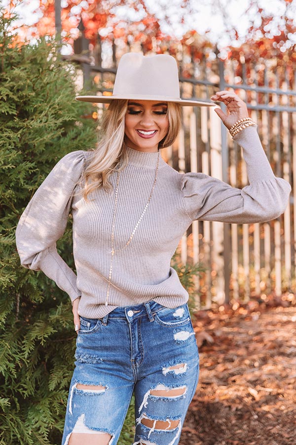 Fashion Scene Sweater Top in Taupe