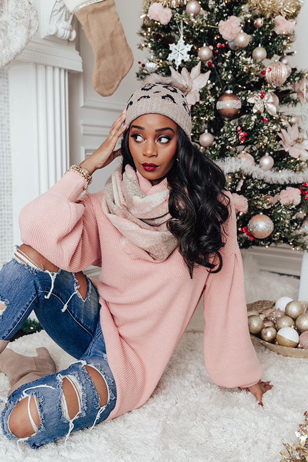 Snow Ski Infinity Plaid Scarf In Pink
