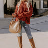 LA Influencer Knit Hoodie in Rust Image - 1
