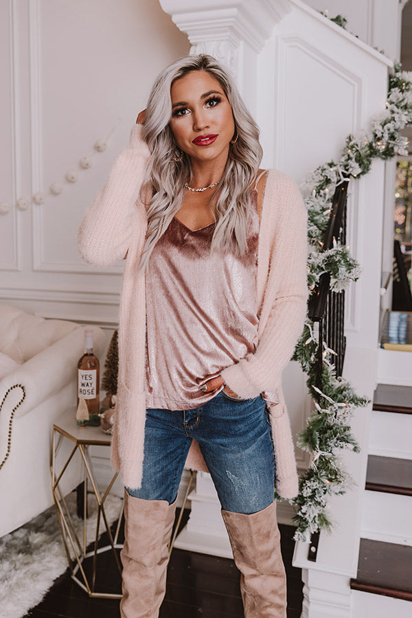 Snowfall Kisses Cardigan In Pink