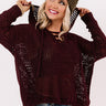 LA Influencer Knit Hoodie in Maroon Image - 1