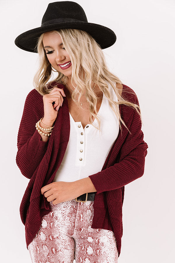 First Kiss At Sunset Cardigan In Merlot Image - 1