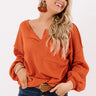 Forever Fall Waffle Knit Top in Tangerine Image - 1