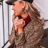 Lovely Leopard Hoop Earrings in Gold Image - 1