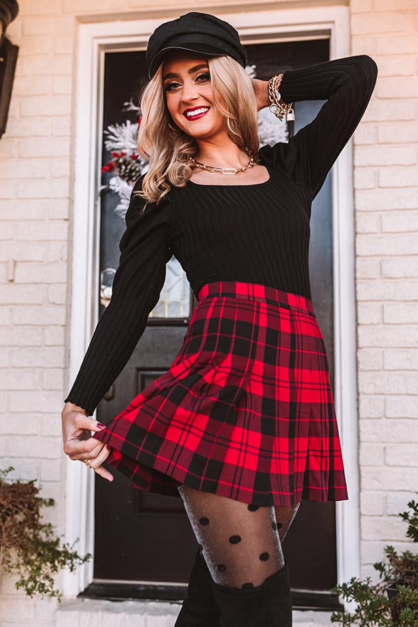 The Alana Plaid Skirt In Red