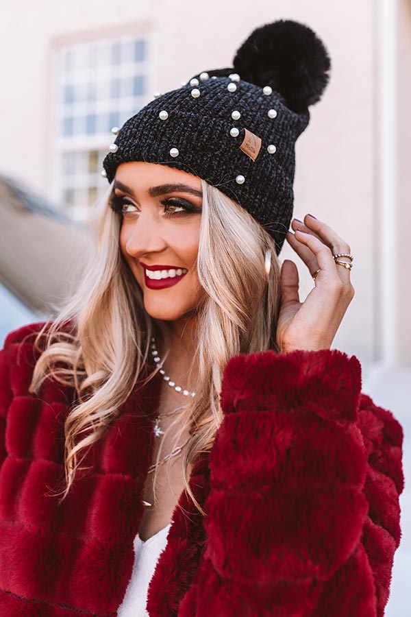 Central Park Snow Chenille Beanie In Black