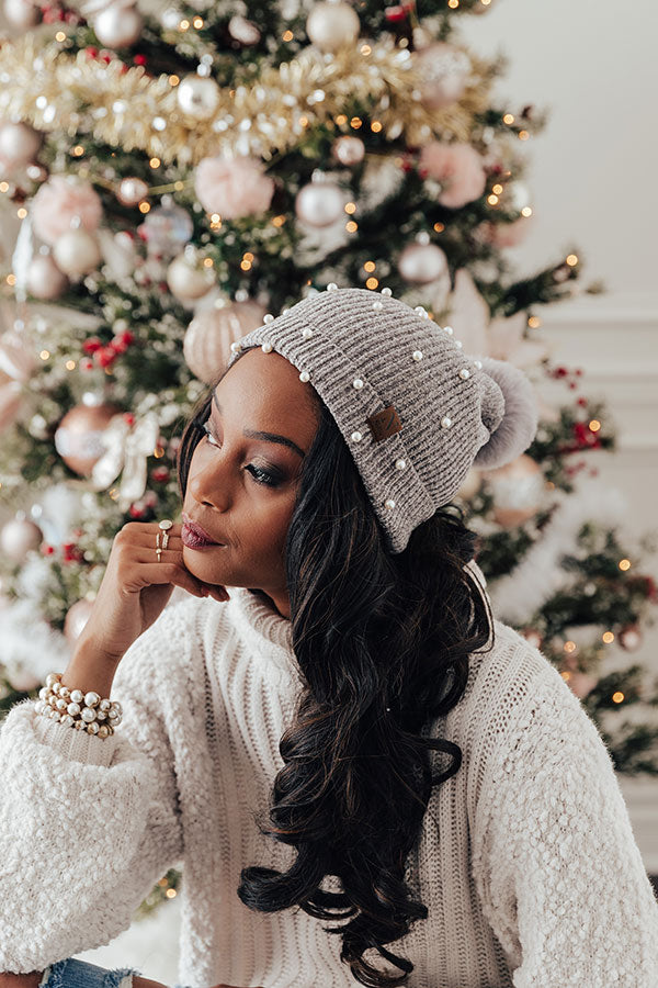 Central Park Snow Chenille Beanie In Grey
