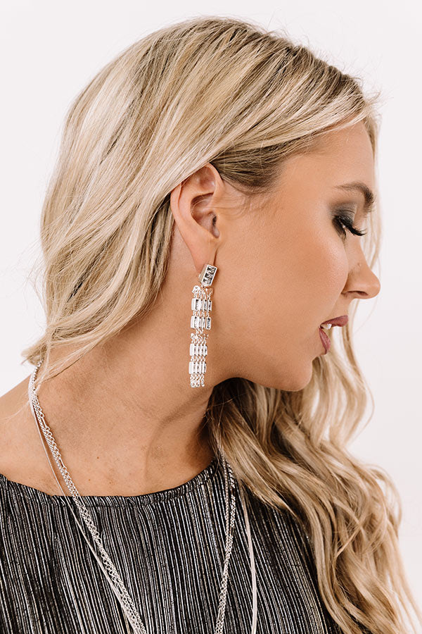 Kendra Scott Jack Silver Statement Earrings in Charcoal Gray Crystal Image - 2