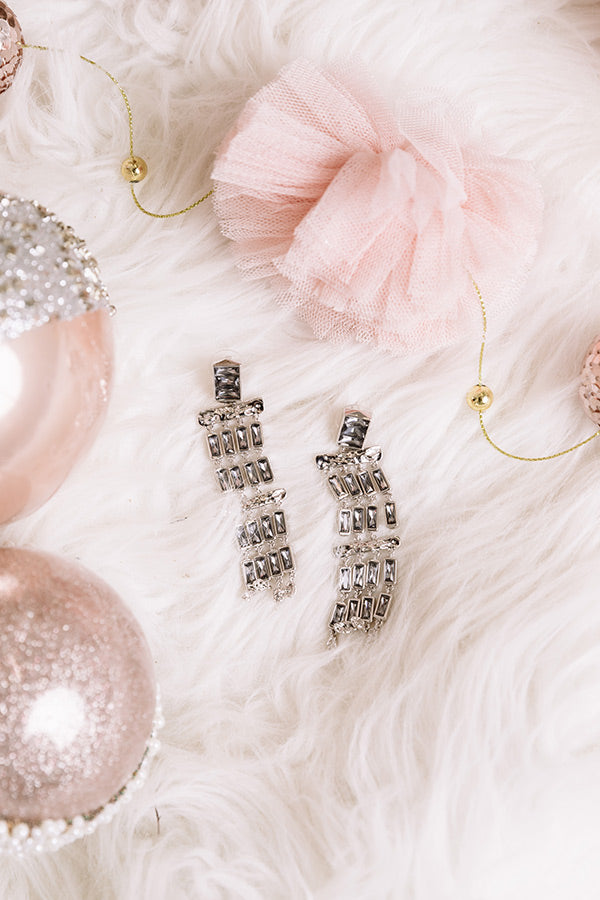 Kendra Scott Jack Silver Statement Earrings in Charcoal Gray Crystal Image - 1