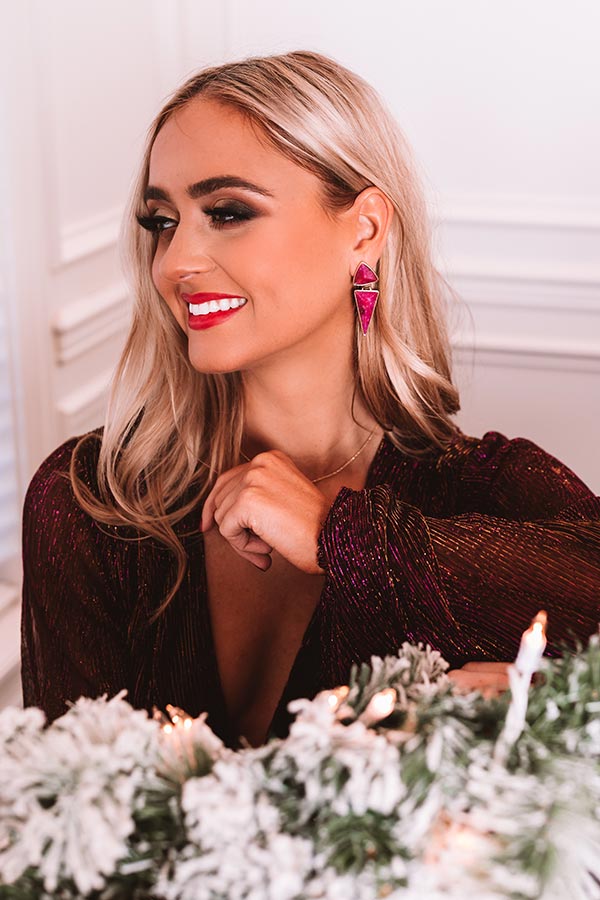 Kendra Scott Vivian Gold Statement Earrings in Raspberry Labradorite Image - 1