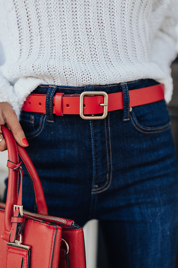 Major Moment Leather Belt In Red
