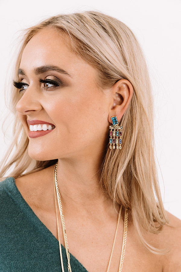 Kendra Scott Jack Gold Small Statement Earrings in Multi Crystal Image - 2