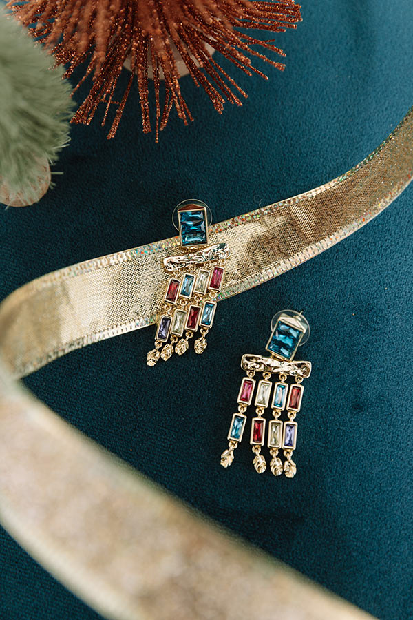 Kendra Scott Jack Gold Small Statement Earrings in Multi Crystal Image - 1