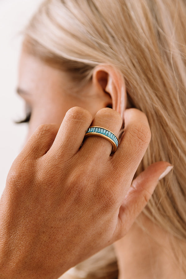Kendra Scott Jack Vintage Gold Band Ring in Teal Crystal Image - 1