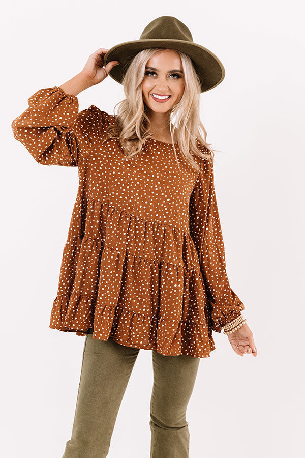 Golden Hills Babydoll Top in Cinnamon Image - 1