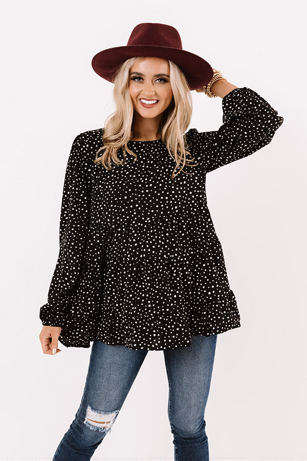 Golden Hills Babydoll Top in Black Image - 1
