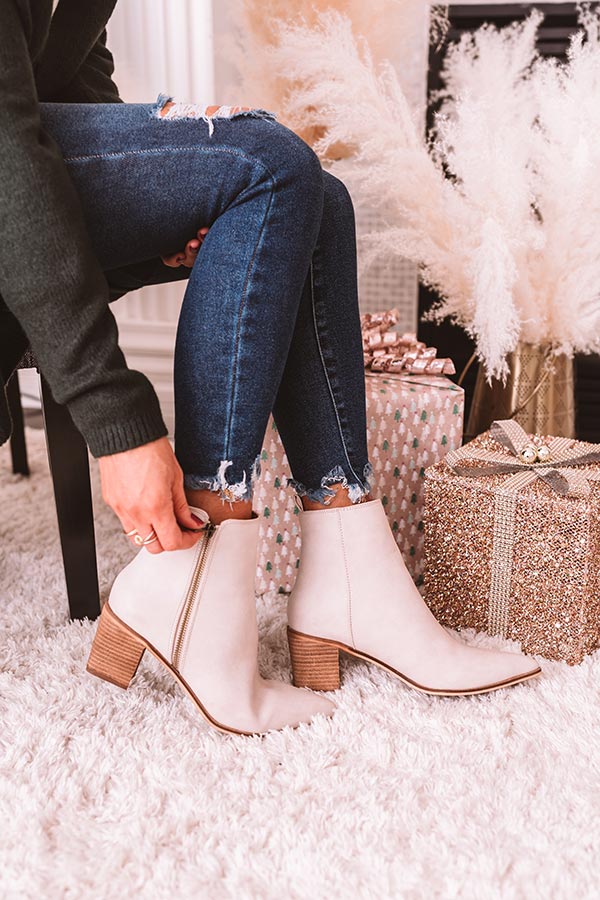 The Keely Faux Leather Bootie In Birch Image - 2