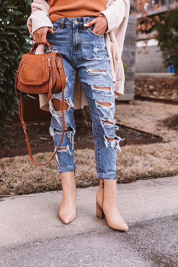 The Gia Faux Leather Bootie In Iced Mocha