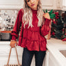 Talks Over 'Tinis Babydoll Top in Wine Image - 1