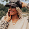 Jazz Club Faux Leather Cabbie Hat In Black Image - 1