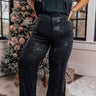 Dainty Glam Sequin High Waist Flare In Black Curves Image - 1