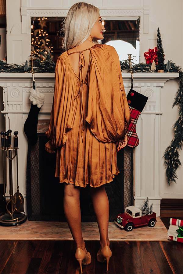 Impeccably Dressed Satin Dress In Copper Image - 5