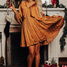 Impeccably Dressed Satin Dress In Copper Image - 1