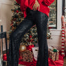 Dainty Glam Sequin High Waist Flare In Black Image - 1