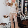 Dainty Glam Sequin High Waist Flare In Champagne Image - 1