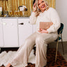 Dainty Glam Sequin High Waist Flare In Champagne Curves Image - 1
