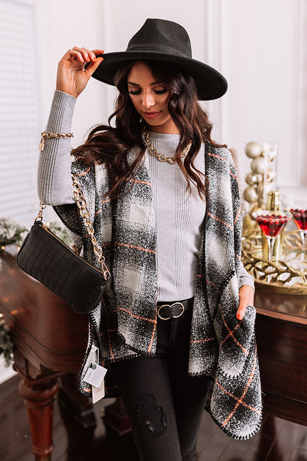 Snowmass Plaid Poncho In Black