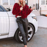 Really Plush Coat In Red Image - 1