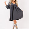 Charming Pose Babydoll Dress In Charcoal Image - 1