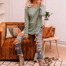 Heavenly Kiss Waffle Knit Top In Pear Image - 1