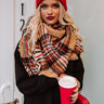 Upstate Cozy Plaid Blanket Scarf In Tan Image - 1