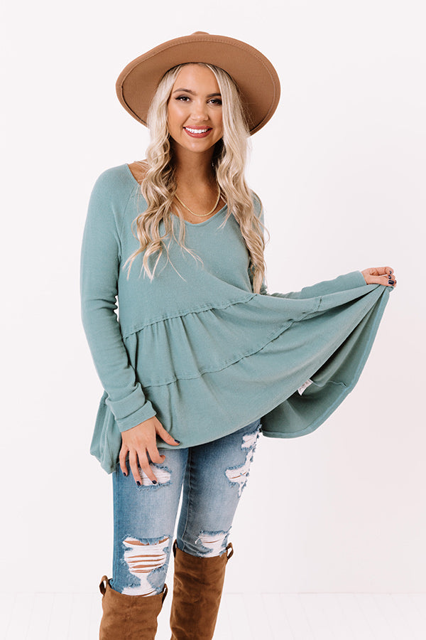 Hey Day Shift Top In Light Teal