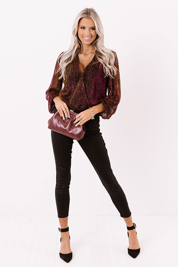 Chic And Showstopping Shimmer Bodysuit in Fuchsia Image - 1