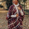 Chic Checklist Plaid Poncho In Aurora Red Image - 1