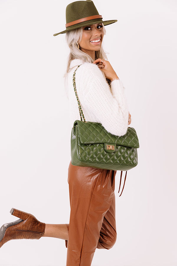 Landing In London Quilted Tote In Olive Image - 3