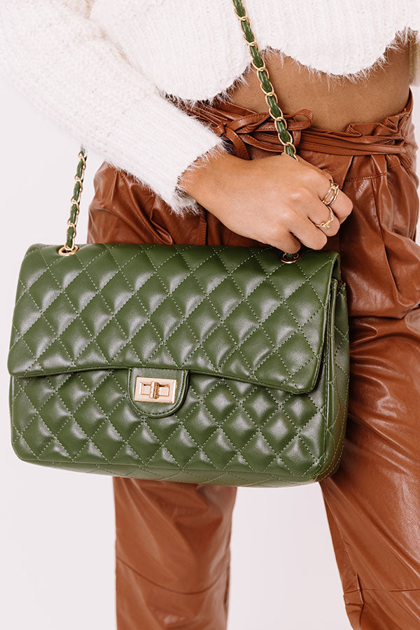 Landing In London Quilted Tote In Olive Image - 4