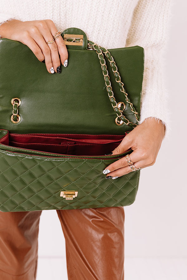 Landing In London Quilted Tote In Olive Image - 5