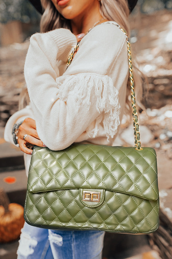 Landing In London Quilted Tote In Olive Image - 1