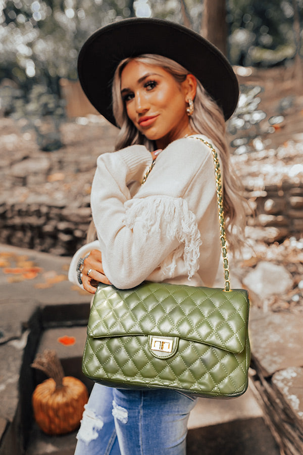 Landing In London Quilted Tote In Olive Image - 2
