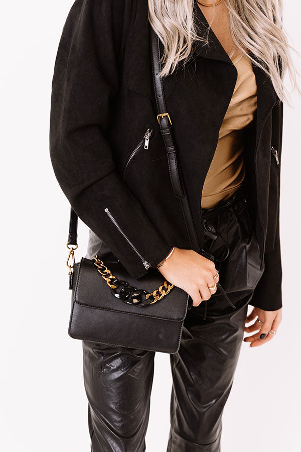 Wine Date Faux Leather Crossbody In Black