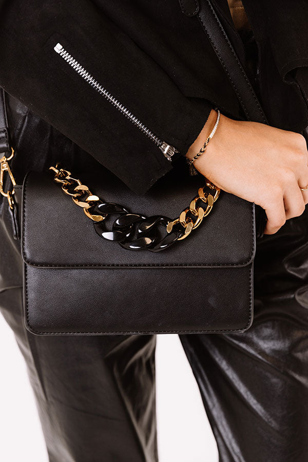Wine Date Faux Leather Crossbody In Black Image - 2