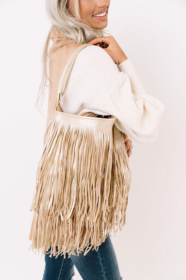 Upper East Side Fringe Tote In Gold