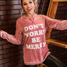 Don't Worry Be Merry Waffle Knit Image - 1