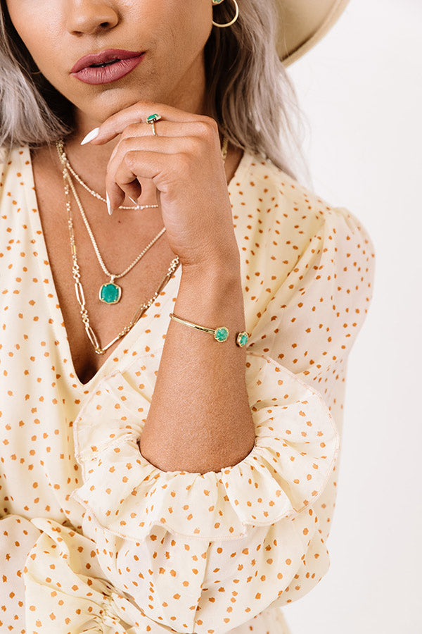 Kendra Scott Davie Gold Cuff Bracelet in Dark Teal Amazonite Image - 1