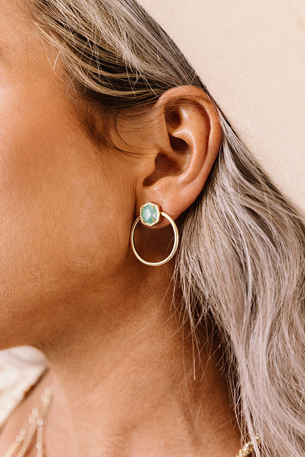 Kendra Scott Davie Gold Hoop Earrings in Dark Teal Amazonite Image - 2
